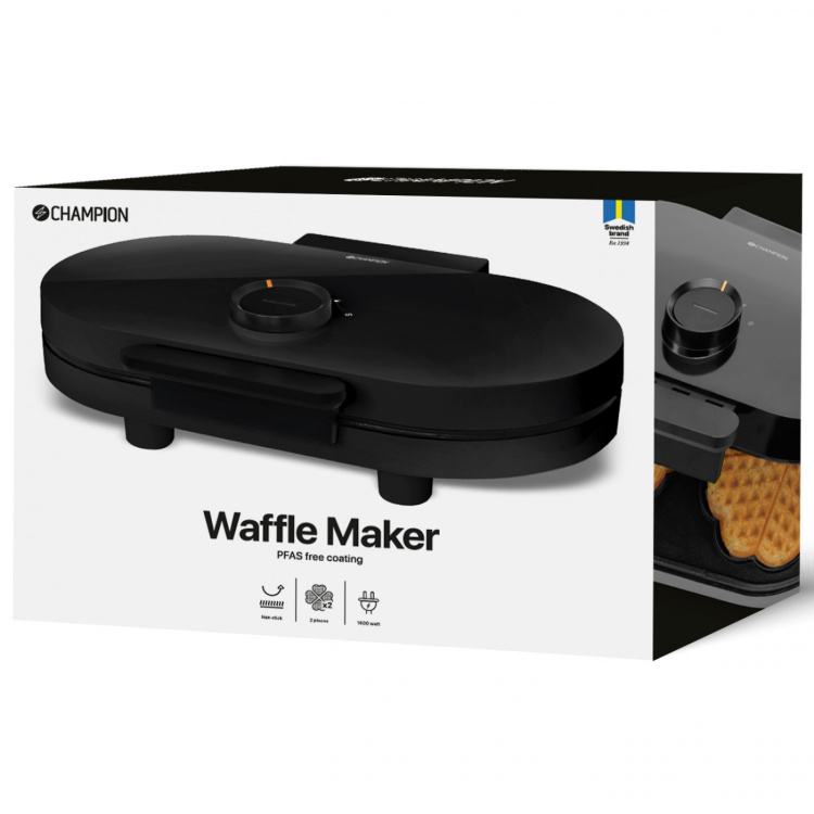 Champion Våffeljärn Health Dubbelt 1600W VJ600 Svart