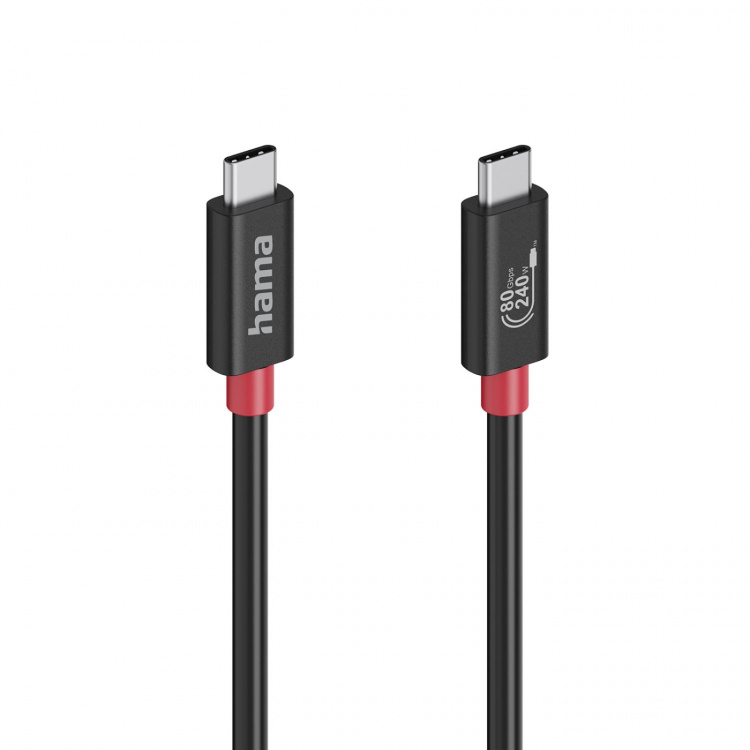 Hama Kaapeli USB-C USB 4.0 Gen4 80 Gbit/S 240W 1.0M Musta