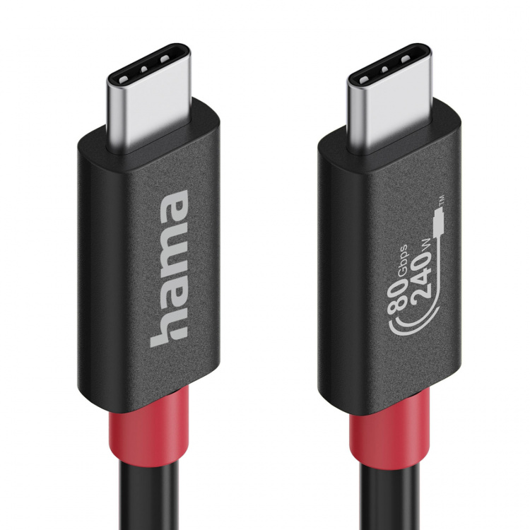 Hama Kaapeli USB-C USB 4.0 Gen4 80 Gbit/S 240W 1.0M Musta