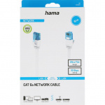 Hama Verkkokaapeli Cat6A 10Gbit/S U/Utp Litteä Valkoinen 15m