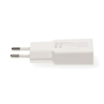 Nedis Seinälaturi | 20 W | GaN | PD3.0 | Pikalataus-toiminto | 1.5 / 2.0 / 2.22 A / 3.0 A | Lähtöliitäntöjen määrä: 2 | USB-A / USB-C™ | USB-C™ (irrallinen) Kaapeli | 1.50 m | Automaattinen Jännitteen Valinta | Valkoinen