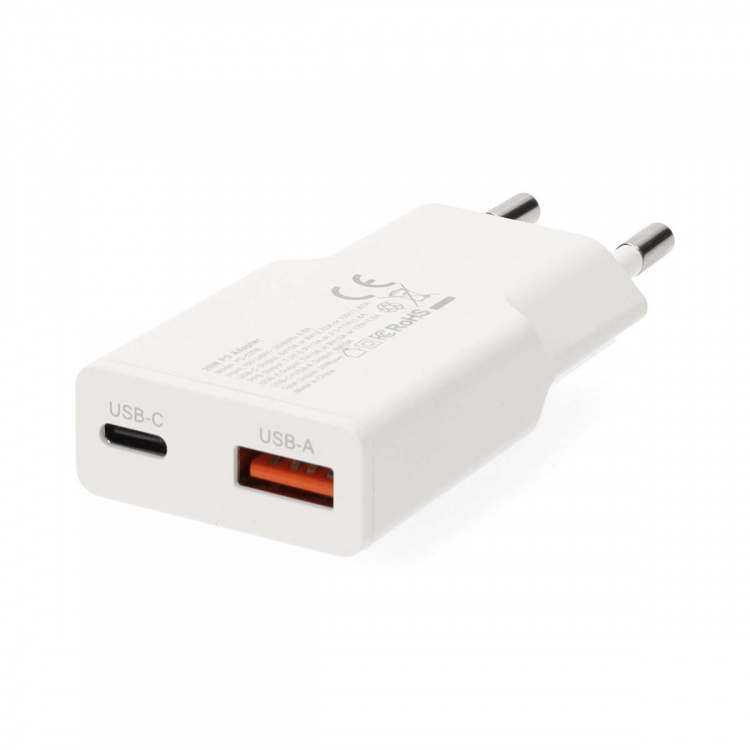 Nedis Seinälaturi | 20 W | GaN | PD3.0 | Pikalataus-toiminto | 1.5 / 2.0 / 2.22 A / 3.0 A | Lähtöliitäntöjen määrä: 2 | USB-A / USB-C™ | USB-C™ (irrallinen) Kaapeli | 1.50 m | Automaattinen Jännitteen Valinta | Valkoinen