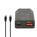 Nedis Seinälaturi | 30 W | GaN | PD3.0 30W | Pikalataus-toiminto | 1.5 / 2.0 / 2.5 / 3.0 A | Lähtöliitäntöjen määrä: 2 | USB-A / USB-C™ | USB Type-C™ (irrallinen) Kaapeli | 1.50 m | Automaattinen Jännitteen Valinta | Musta Nedis Seinälaturi | 30 W | GaN | PD3.0 30W | Pikalataus-toiminto | 1.5 / 2.0 / 2.5 / 3.0 A | Lähtöliitäntöjen määrä: 2 | USB-A / USB-C™ | USB Type-C™ (irrallinen) Kaapeli | 1.50 m | Automaattinen Jännitteen Valinta | Musta