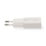 Nedis Seinälaturi | 30 W | GaN | PD3.0 30W | Pikalataus-toiminto | 1.5 / 2.0 / 2.5 / 3.0 A | Lähtöliitäntöjen määrä: 2 | USB-A / USB-C™ | USB-C™ (irrallinen) Kaapeli | 1.50 m | Automaattinen Jännitteen Valinta | Valkoinen