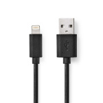Nedis Lightning Kaapeli | USB 2.0 | Apple Lightning 8-Pin | USB-A Uros | 480 Mbps | Niklattu | 1.00 m | Pyöreä | PVC | Musta | Laatikko