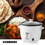 MELISSA Riisinkeitin | 0,6 l | 300 W | Tarttumaton pinnoite | Irrotettava kulho | Höyrykori | Lämpimänäpitotoiminto | Automaattinen poiskytkentä | Valkoinen väri MELISSA Riisinkeitin | 0,6 l | 300 W | Tarttumaton pinnoite | Irrotettava kulho | Höyrykori | Lämpimänäpitotoiminto | Automaattinen poiskytkentä | Valkoinen väri