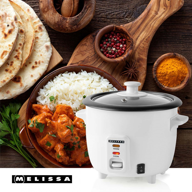 MELISSA Riisinkeitin | 0,6 l | 300 W | Tarttumaton pinnoite | Irrotettava kulho | Höyrykori | Lämpimänäpitotoiminto | Automaattinen poiskytkentä | Valkoinen väri MELISSA Riisinkeitin | 0,6 l | 300 W | Tarttumaton pinnoite | Irrotettava kulho | Höyrykori | Lämpimänäpitotoiminto | Automaattinen poiskytkentä | Valkoinen väri