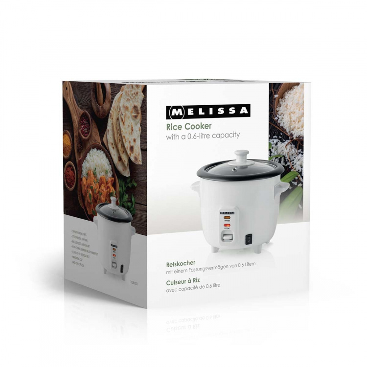 MELISSA Riisinkeitin | 0,6 l | 300 W | Tarttumaton pinnoite | Irrotettava kulho | Höyrykori | Lämpimänäpitotoiminto | Automaattinen poiskytkentä | Valkoinen väri MELISSA Riisinkeitin | 0,6 l | 300 W | Tarttumaton pinnoite | Irrotettava kulho | Höyrykori | Lämpimänäpitotoiminto | Automaattinen poiskytkentä | Valkoinen väri