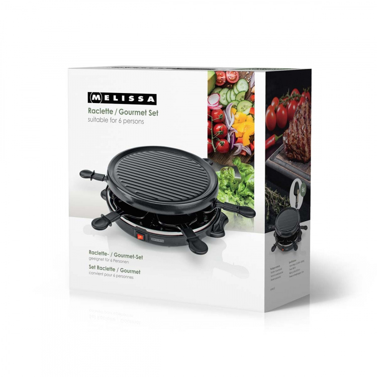 MELISSA Raclette / Gourmet-setti | 6 henkilöä | 800 W | Ø 29 cm | Tarttumaton pinnoite