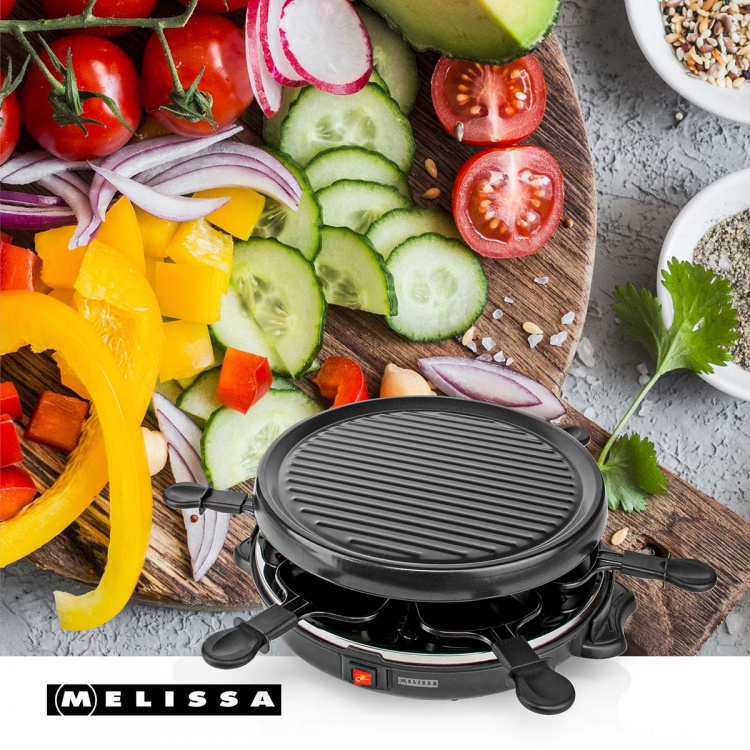 MELISSA Raclette / Gourmet-setti | 6 henkilöä | 800 W | Ø 29 cm | Tarttumaton pinnoite