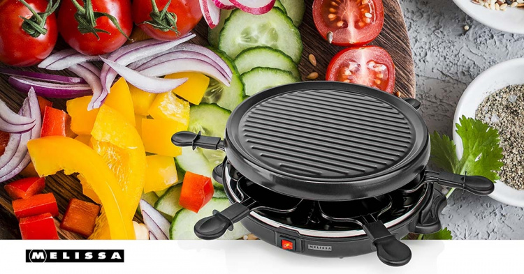 MELISSA Raclette / Gourmet-setti | 6 henkilöä | 800 W | Ø 29 cm | Tarttumaton pinnoite