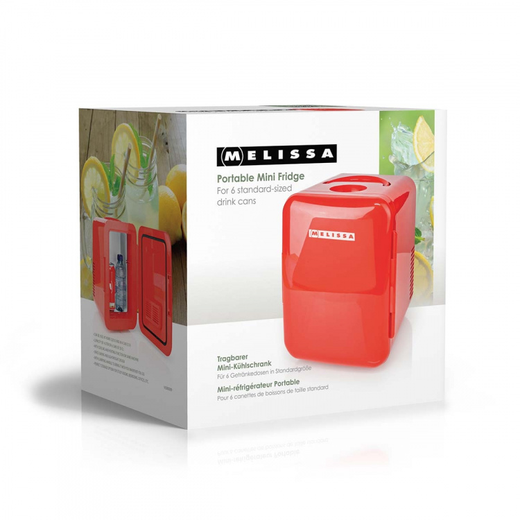 MELISSA Kannettava minijääkaappi | 6 tölkkiä / 4 l tilavuus | 100-240 V / 12 V | Lämmitys- / jäähdytystoiminto | Kantokahva | Punainen | Punainen MELISSA Kannettava minijääkaappi | 6 tölkkiä / 4 l tilavuus | 100-240 V / 12 V | Lämmitys- / jäähdytystoiminto | Kantokahva | Punainen | Punainen