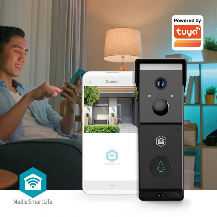 Nedis SmartLife Video Ovipuhelin | Paristokäyttöinen | 2x Full HD 1080p | MicroSD (ei sisälly) / Pilvipalvelutallennus (valinnainen) | IP54 | Liiketunnistimella | Yökuvaus | Musta