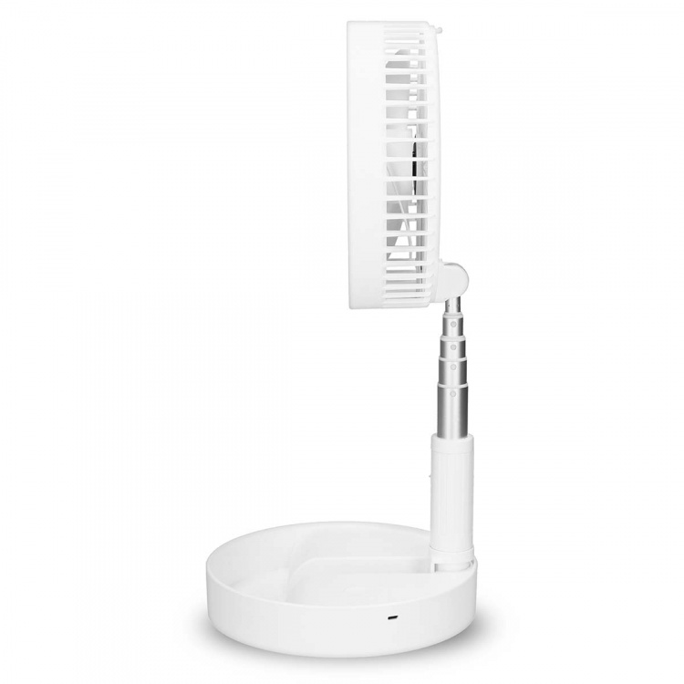 Trebs Kannettava joustava pöytä- ja 20cm jalustatuuletin Li-ion-akulla Valkoinen