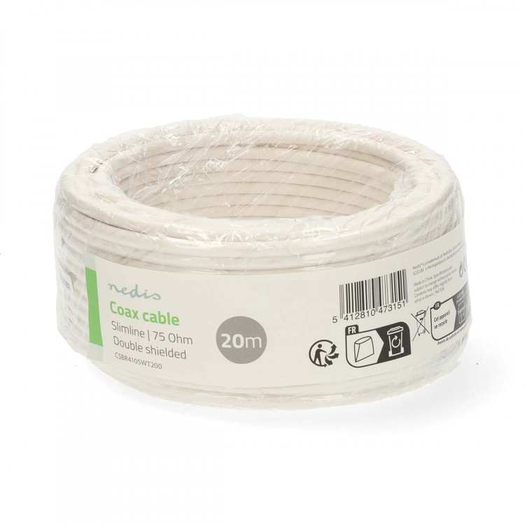 Nedis Koaksiaalikaapelikela | Mini koaksiaali | Tuplasuojattu | ECA | 20.0 m | Antenni | PVC | Valkoinen | Kääre