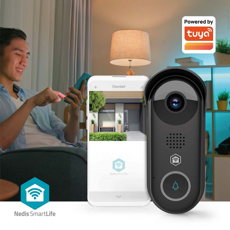 Nedis SmartLife Video Ovipuhelin | Muuntaja | Full HD 1080p | MicroSD (ei sisälly) / Onvif / Pilvipalvelutallennus (valinnainen) | IP54 | Liiketunnistimella | Yökuvaus | Musta