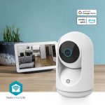 Nedis SmartLife Sisäkamera | 3MP Full HD 1296p | Kääntö/kallistus | MicroSD (ei sisälly) / Onvif / Pilvipalvelutallennus (valinnainen) | Liiketunnistimella | Yökuvaus | Valkoinen