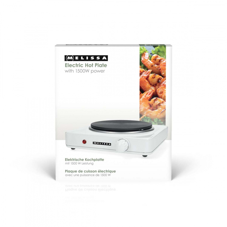 MELISSA Sähkölämmityslevy | 1500 W | Ø 18,5 cm | 6 lämpöasetusta | Liukumattomat jalat | Valkoinen väri