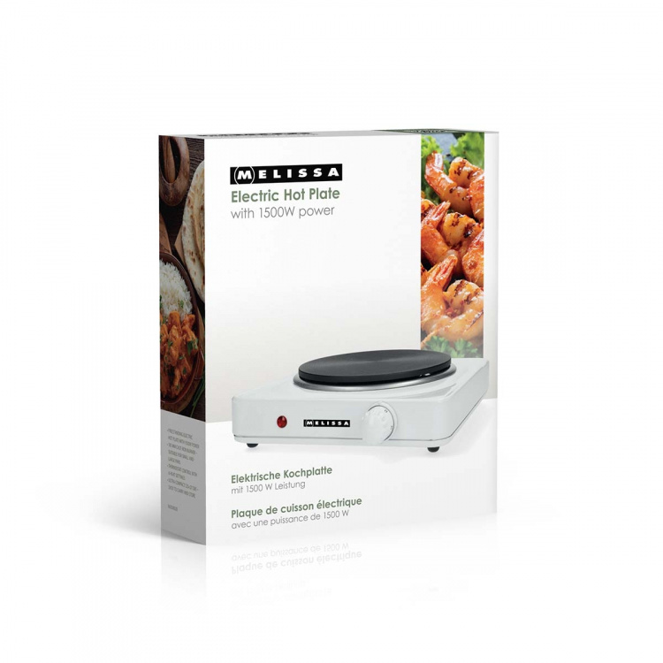 MELISSA Sähkölämmityslevy | 1500 W | Ø 18,5 cm | 6 lämpöasetusta | Liukumattomat jalat | Valkoinen väri