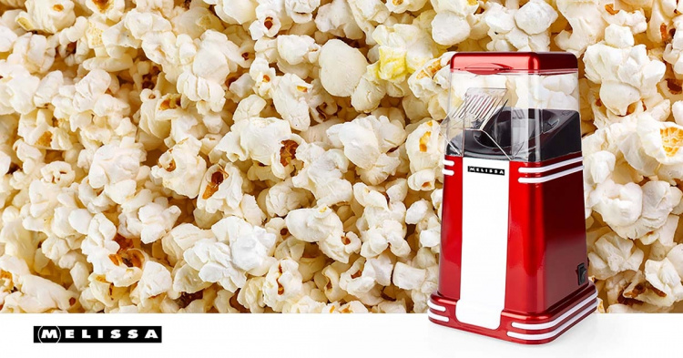 MELISSA Popcorn-kone | 60 g | 1200 W | 2 - 4 min | Punainen/valkoinen | Punainen/valkoinen