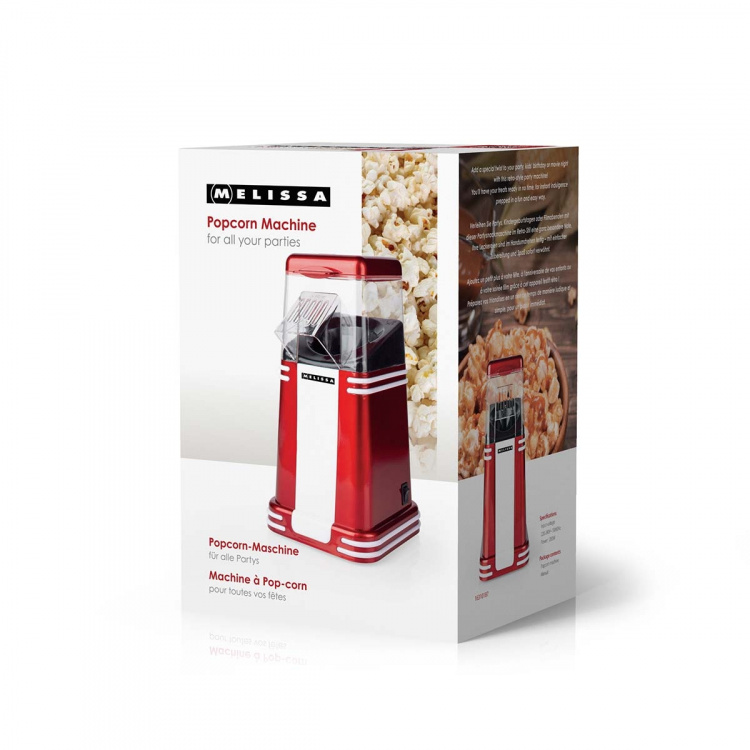 MELISSA Popcorn-kone | 60 g | 1200 W | 2 - 4 min | Punainen/valkoinen | Punainen/valkoinen
