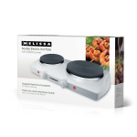 MELISSA Keittolevy Kaksiosainen | 2300 W | Ø 18,5 + 15,5 cm | 5 lämpöasetusta | Liukumattomat jalat | Valkoinen