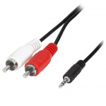 LogiLink Audiokabel 3,5mm-hane - 2 x RCA-hane 1,5m Svart