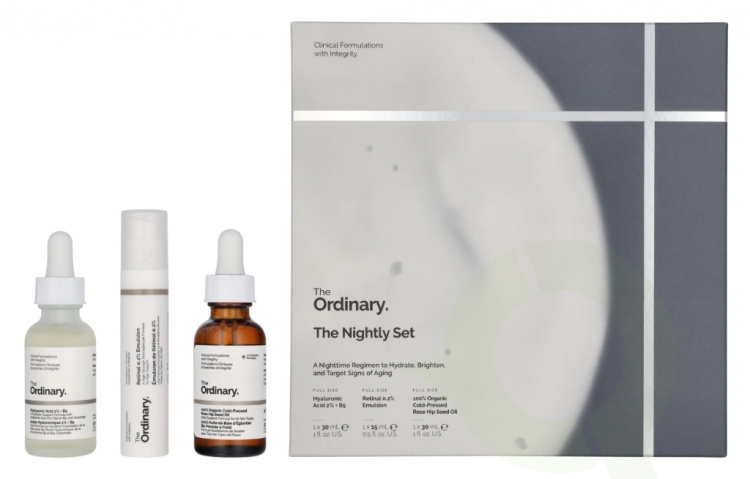 The Ordinary The Nightly Set 75 ml Emulsion 15ml/Rose Hip Seed Oil 30ml/Hyaluronic Acid 2% + B5 30ml