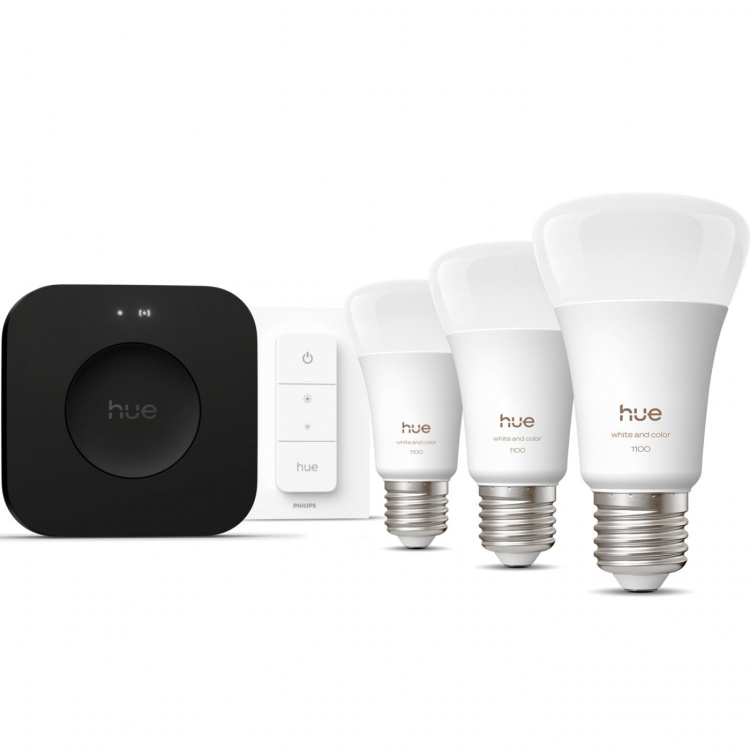Philips Hue Startkit White and Color Ambiance 3xE27 1100lm + fjärr + Hue Bridge Pro