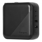 Targus PowerElite Universal 100 W 4-porttinen GaN-seinälaturi - matkasovittimilla varustettuna Targus PowerElite Universal 100 W 4-porttinen GaN-seinälaturi - matkasovittimilla varustettuna