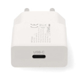 Nedis Seinälaturi | 20 W | GaN | PD3.0 | Pikalataus-toiminto | 1.67 A / 2.22 A / 3.0 A | Lähtöliitäntöjen määrä: 1 | USB-C™ | Lightning 8-Pin (irrallinen) Kaapeli | 1.00 m | Automaattinen Jännitteen Valinta | Valkoinen