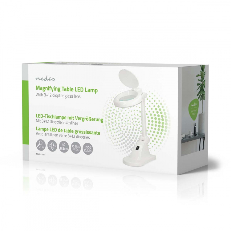 Nedis Pöytälamppu Suurennuslasilla | Linssin voimakkuus: 3 + 12 Diopter | 6500 K | 6 W | 400 lm | Valkoinen
