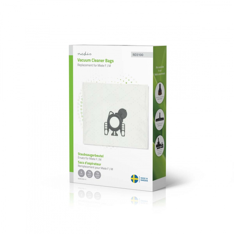 Nedis Pölypussi | 4 kpl | Mikrokuitu | Eniten myyty: Miele FJM | Valkoinen