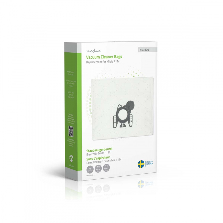 Nedis Pölypussi | 4 kpl | Mikrokuitu | Eniten myyty: Miele FJM | Valkoinen