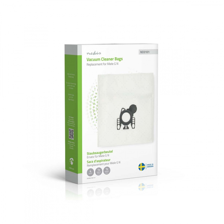 Nedis Pölypussi | 4 kpl | Mikrokuitu | Eniten myyty: Miele GN | Valkoinen