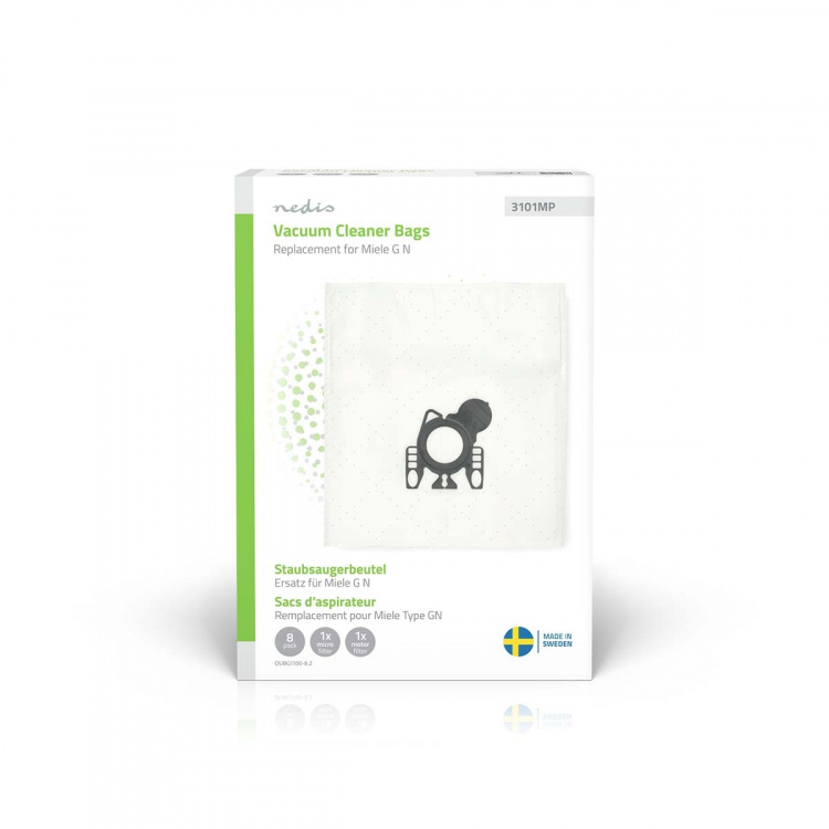 Nedis Pölypussi | 8 kpl | Mikrokuitu | Eniten myyty: Miele GN | Valkoinen