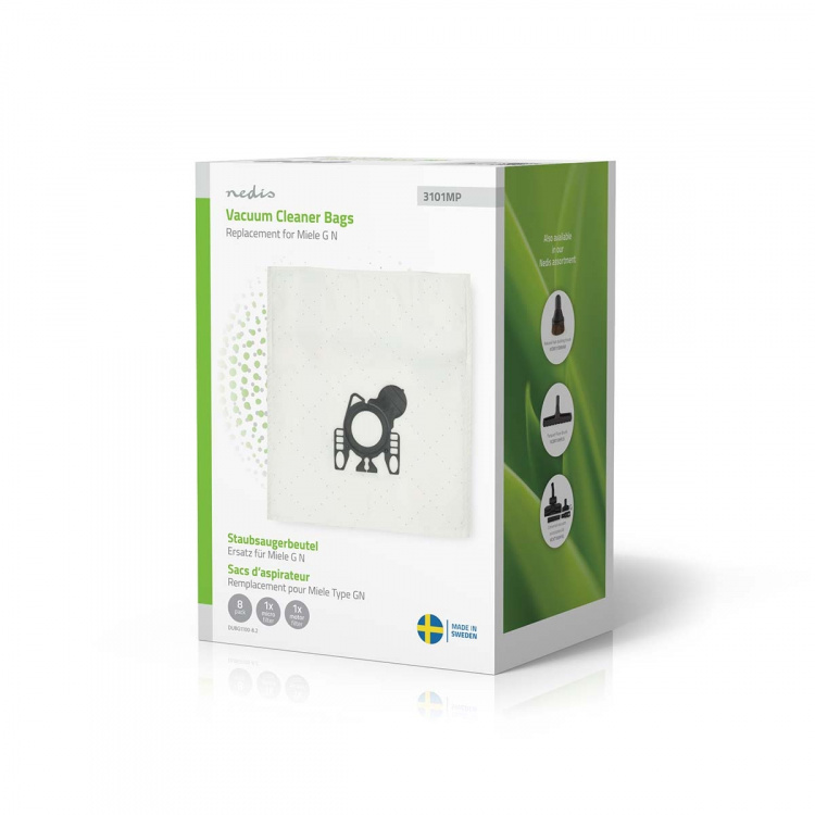 Nedis Pölypussi | 8 kpl | Mikrokuitu | Eniten myyty: Miele GN | Valkoinen