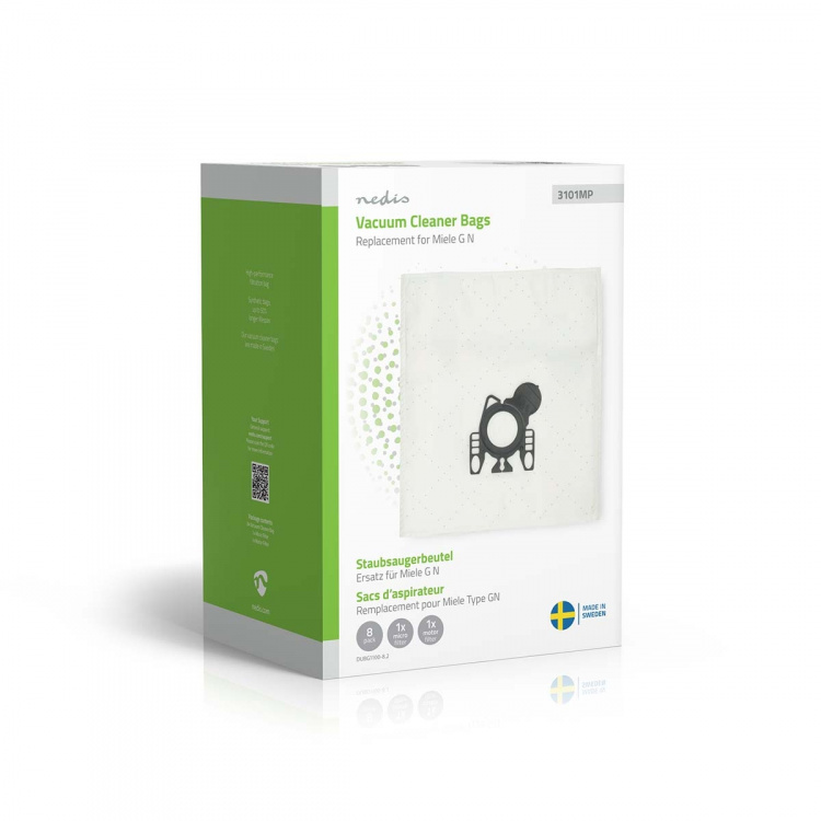 Nedis Pölypussi | 8 kpl | Mikrokuitu | Eniten myyty: Miele GN | Valkoinen