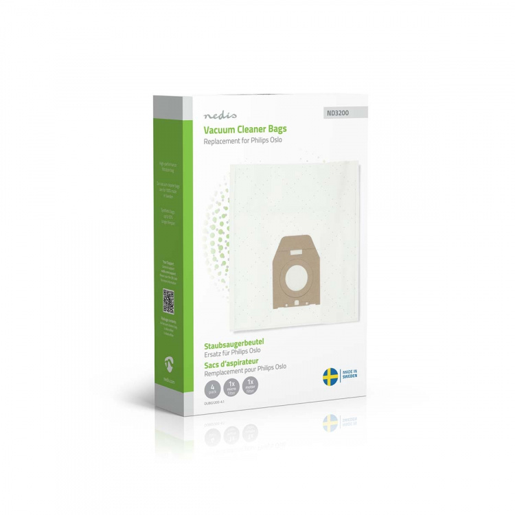 Nedis Pölypussi | 4 kpl | Mikrokuitu | Eniten myyty: Philips Oslo + | Valkoinen