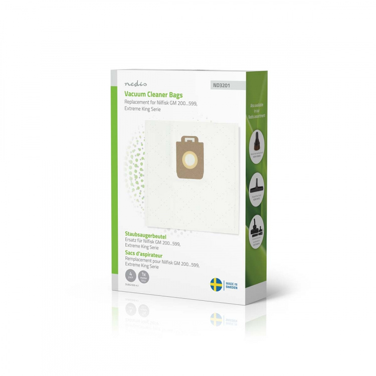 Nedis Pölypussi | 4 kpl | Mikrokuitu | Eniten myyty: Nilfisk Extreme - King Series / Nilfisk GM 200 - 599 | Valkoinen