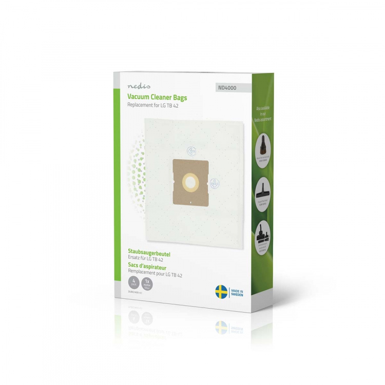 Nedis Pölypussi | 4 kpl | Mikrokuitu | Eniten myyty: LG TB 42 | Valkoinen