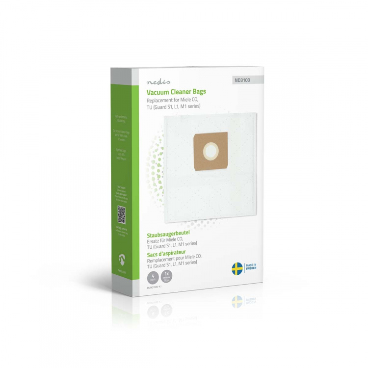 Nedis Pölypussi | 4 kpl | Mikrokuitu | Eniten myyty: Miele CO / Miele Guard S1 / L1 / M1 Series) | Valkoinen