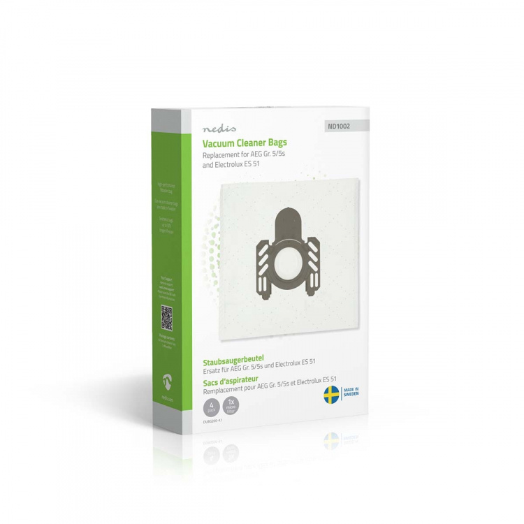 Nedis Pölypussi | 4 kpl | Mikrokuitu | Eniten myyty: AEG Gr. 5/5s and Electrolux ES 51 / AEG GR5 / Electrolux E51 | Valkoinen