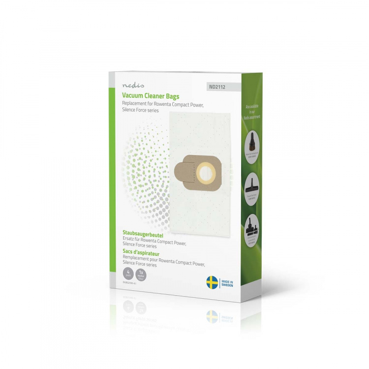 Nedis Pölypussi | 4 kpl | Mikrokuitu | Eniten myyty: Rowenta Compact Power Series / Rowenta Silence Force Series | Valkoinen