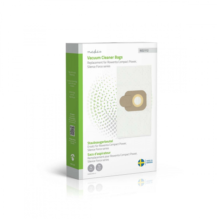 Nedis Pölypussi | 4 kpl | Mikrokuitu | Eniten myyty: Rowenta Compact Power Series / Rowenta Silence Force Series | Valkoinen