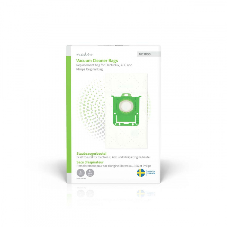 Nedis Pölypussi | 4 kpl | Mikrokuitu | Eniten myyty: Replacement for Electrolux, AEG and Philips Original Bag | Valkoinen