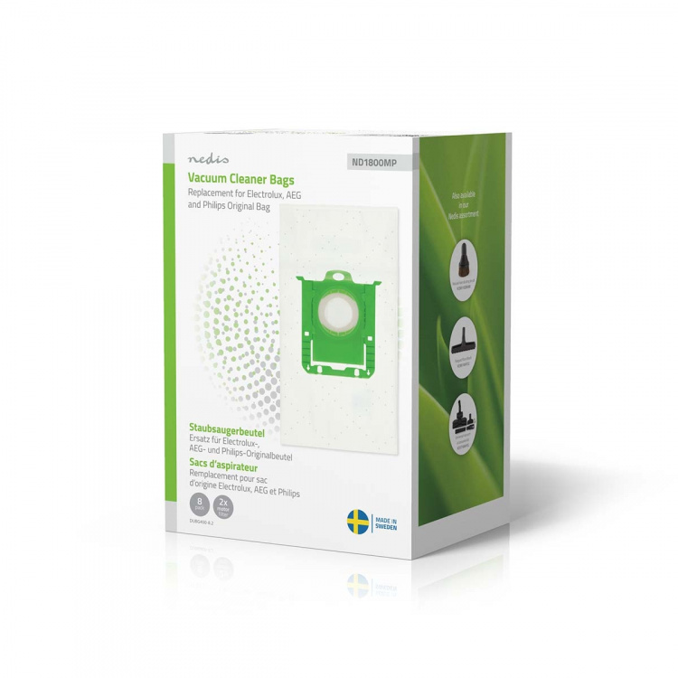 Nedis Pölypussi | 8 kpl | Mikrokuitu | Eniten myyty: Replacement for Electrolux, AEG and Philips Original Bag | Valkoinen Nedis Pölypussi | 8 kpl | Mikrokuitu | Eniten myyty: Replacement for Electrolux, AEG and Philips Original Bag | Valkoinen