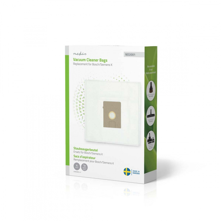 Nedis Pölypussi | 4 kpl | Mikrokuitu | Eniten myyty: Bosch / Siemens Arriva - Smiley K | Valkoinen