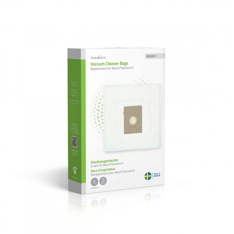 Nedis Pölypussi | 4 kpl | Mikrokuitu | Eniten myyty: Bosch / Siemens Arriva - Smiley K | Valkoinen