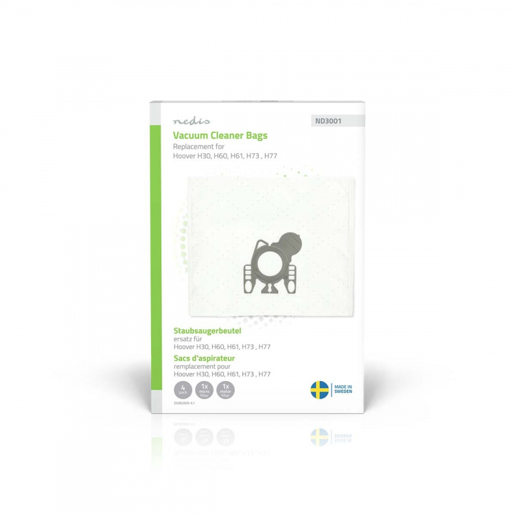 Nedis Pölypussi | 4 kpl | Mikrokuitu | Eniten myyty: Hoover H60 / Hoover H61 / Hoover H73 / Hoover H77 | Valkoinen